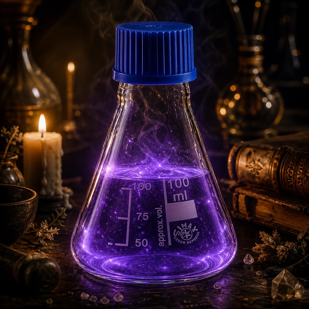 Erlenmeyerkolben 100ml Glas mit blauer Schraubkappe für professionelle Laboranwendungen bei Pacadura.de