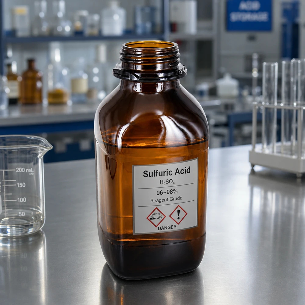 1000ml Chemikalienflasche Braunglas DIN 54 - Professionelle Lagerlösung 1000ml Chemikalienflasche aus braunem Glas für professionelle Laboranwendungen und sichere Chemikalien-Lagerung