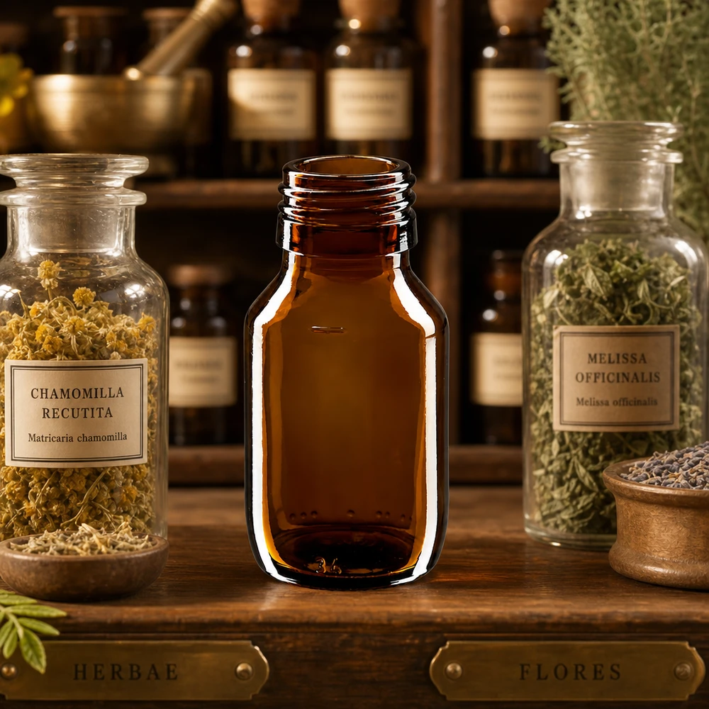 50ml Medizinflasche braun Apothekerglas PP28 ohne Verschluss für professionelle Anwendung im Fachhandel