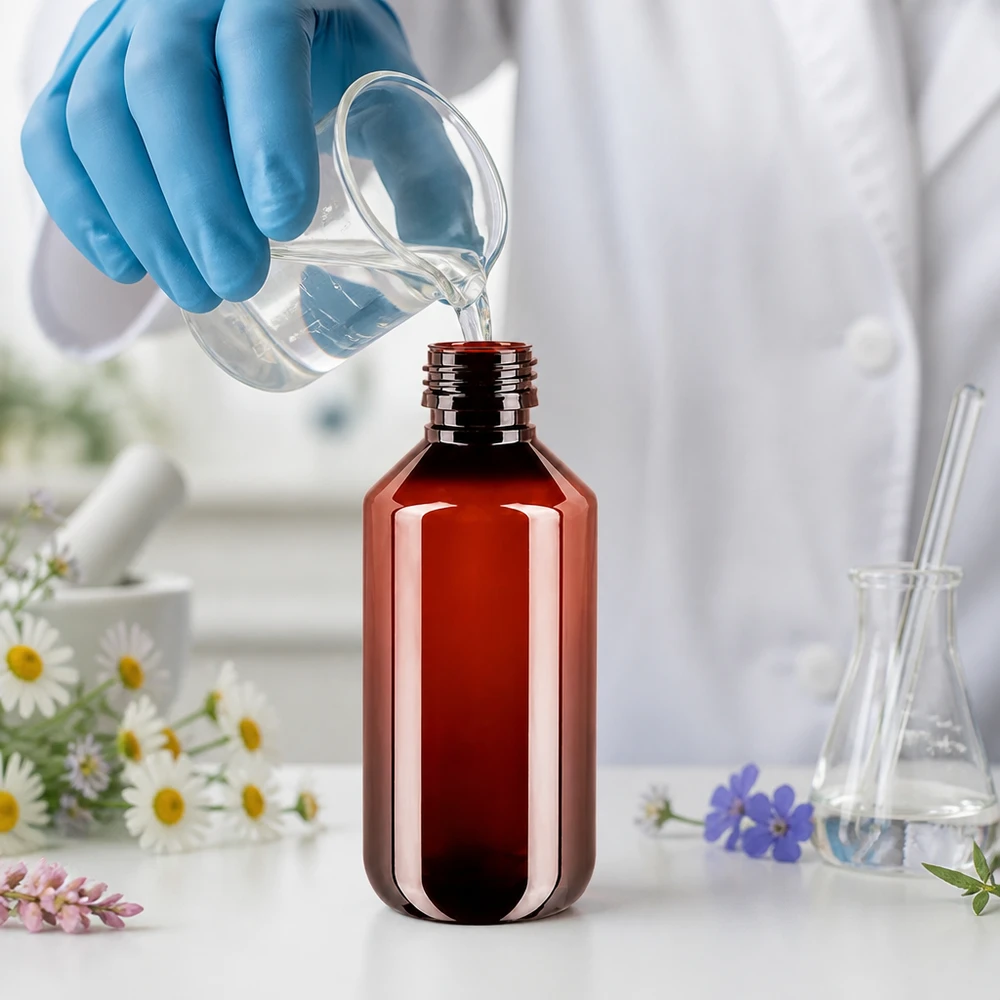 PET Flasche 200ml PP28 braun ohne Verschluss für professionelle Abfüllung im Labor