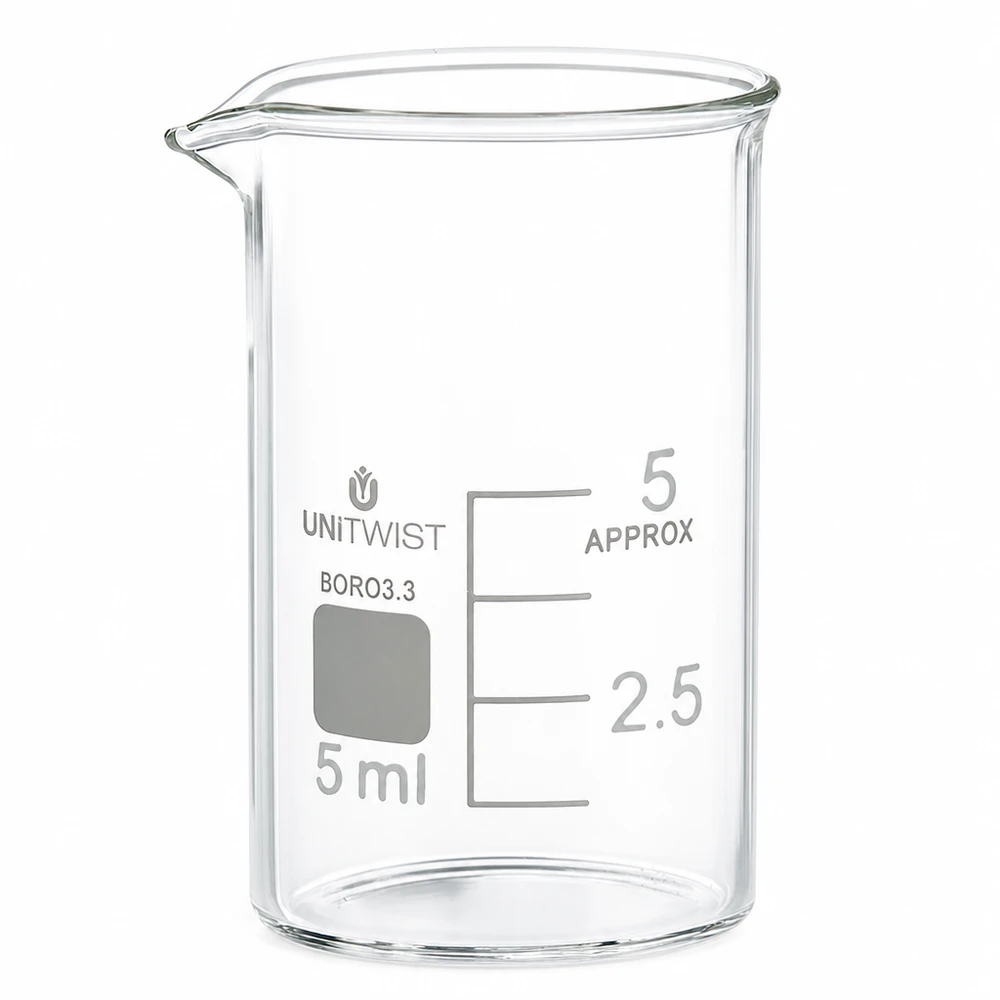 Becherglas 5ml Borosilikat, niedrige Form UNiTWIST Becherglas 5 ml Borosilikat 3.3 niedrige Form UNiTWIST für professionellen Laboreinsatz