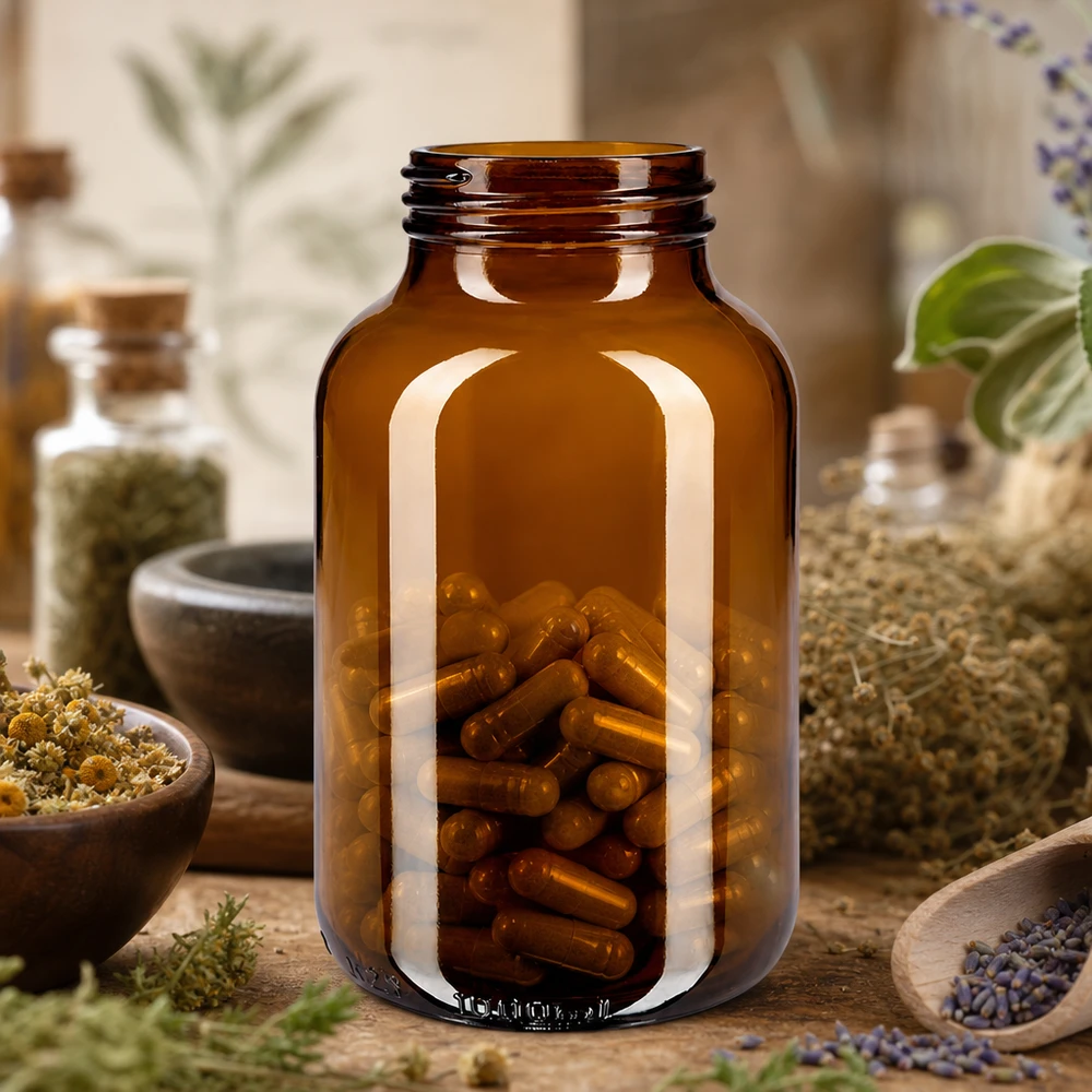 1000ml Weithalsflasche Braunglas 1000ml Weithalsflasche Braunglas für professionelle Lagerung von Kapseln und pharmazeutischen Produkten