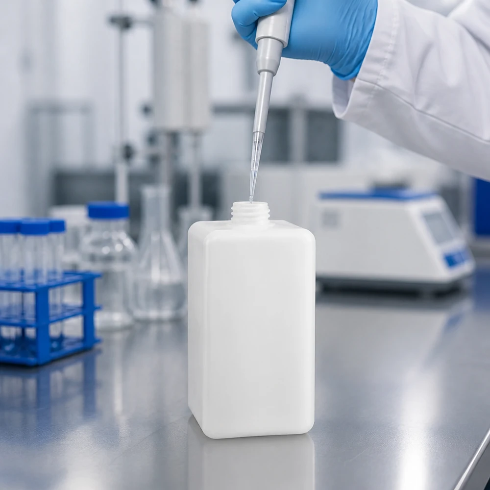 Chemikalienflasche 1500ml, Enghals aus PE-HD, GL 32 Chemikalienflasche 1500ml Enghals PE-HD GL 32 für professionellen Laboreinsatz bei Pacadura.de