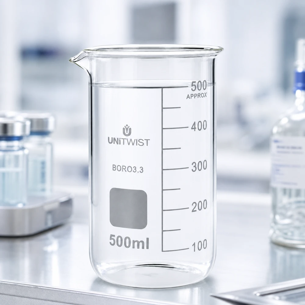 Becherglas 500ml Borosilikat, hohe Form UNiTWIST Becherglas 500ml Borosilikat hohe Form UNITWIST für professionellen Laboreinsatz bei Pacadura.de