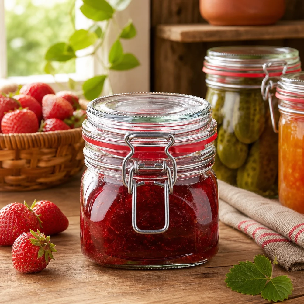 370ml Vorratsglas mit Bügelverschluss für professionelle Lebensmittellagerung - Glaskonserve für Gewerbebetriebe