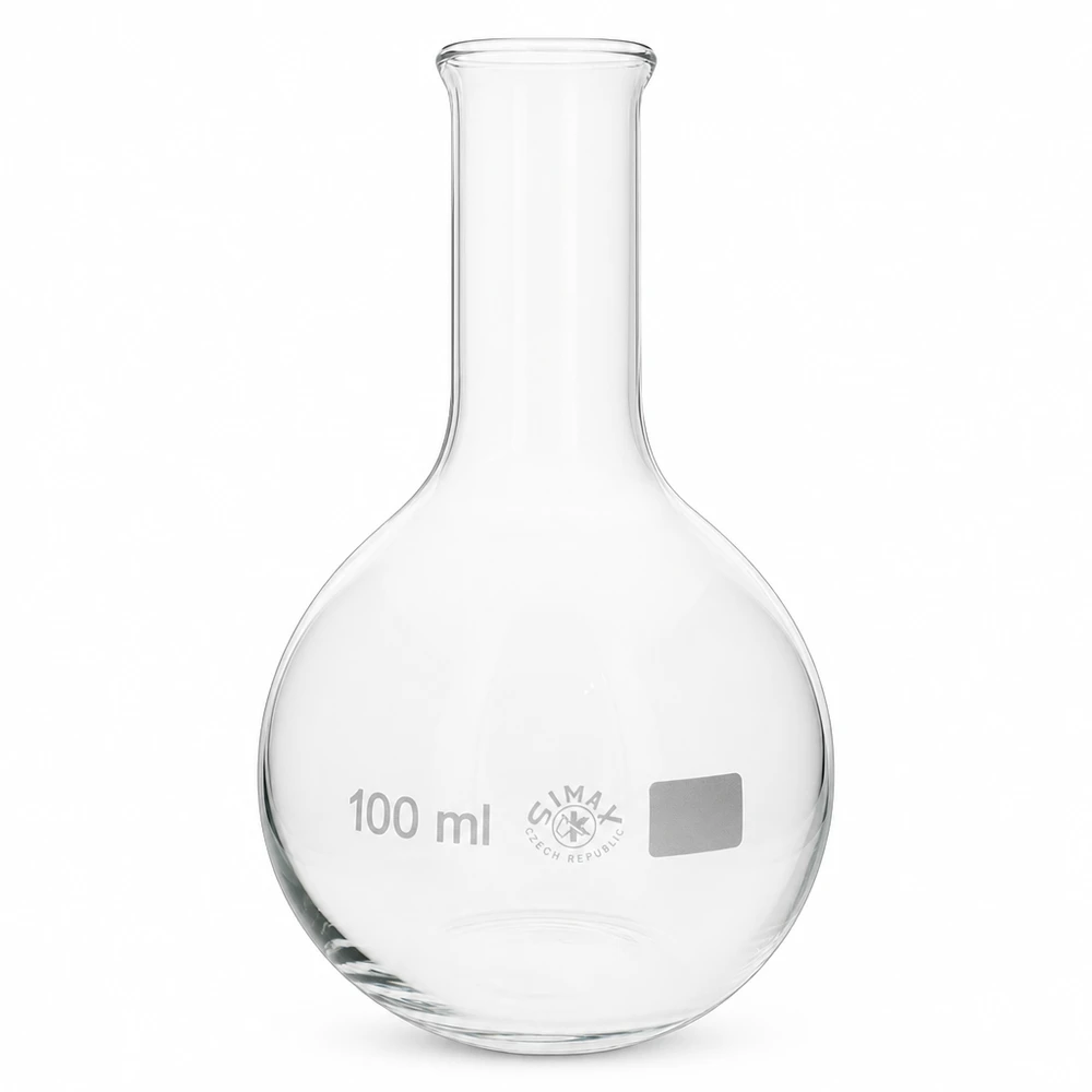 Stehkolben 100ml Enghals Stehkolben 100ml Enghals aus Borosilikatglas für professionelle Laboranwendungen bei Pacadura