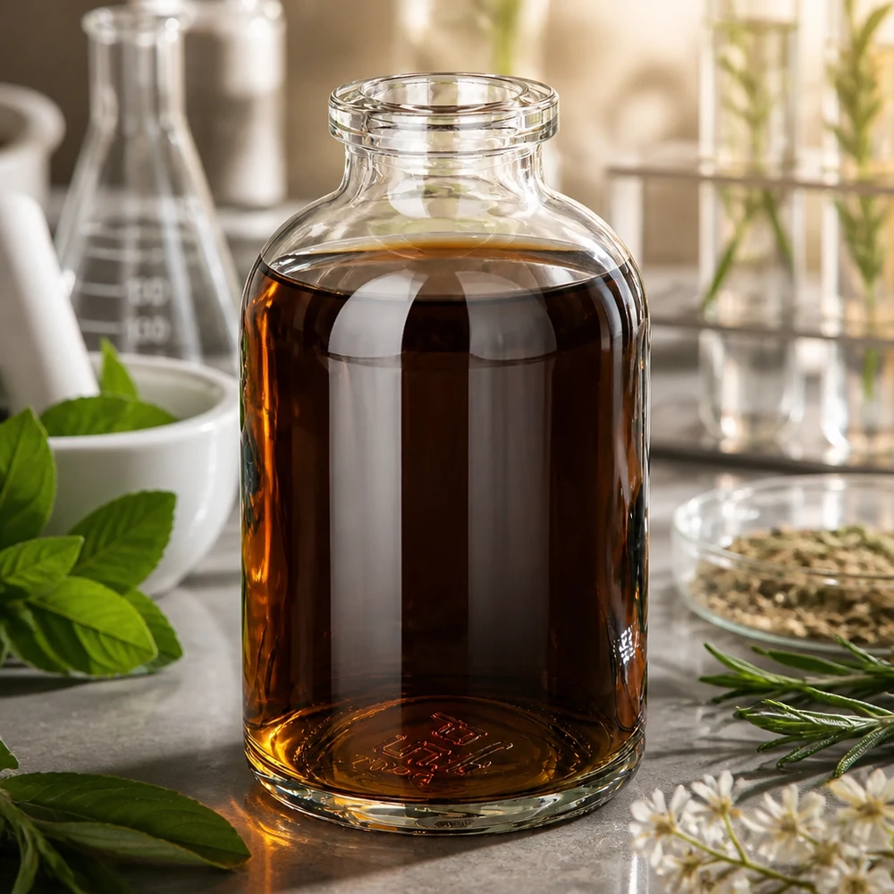 Injektionsflasche Klarglas 50ml Injektionsflasche Klarglas 50ml für professionellen Laboreinsatz mit Kräuterextrakt befüllt