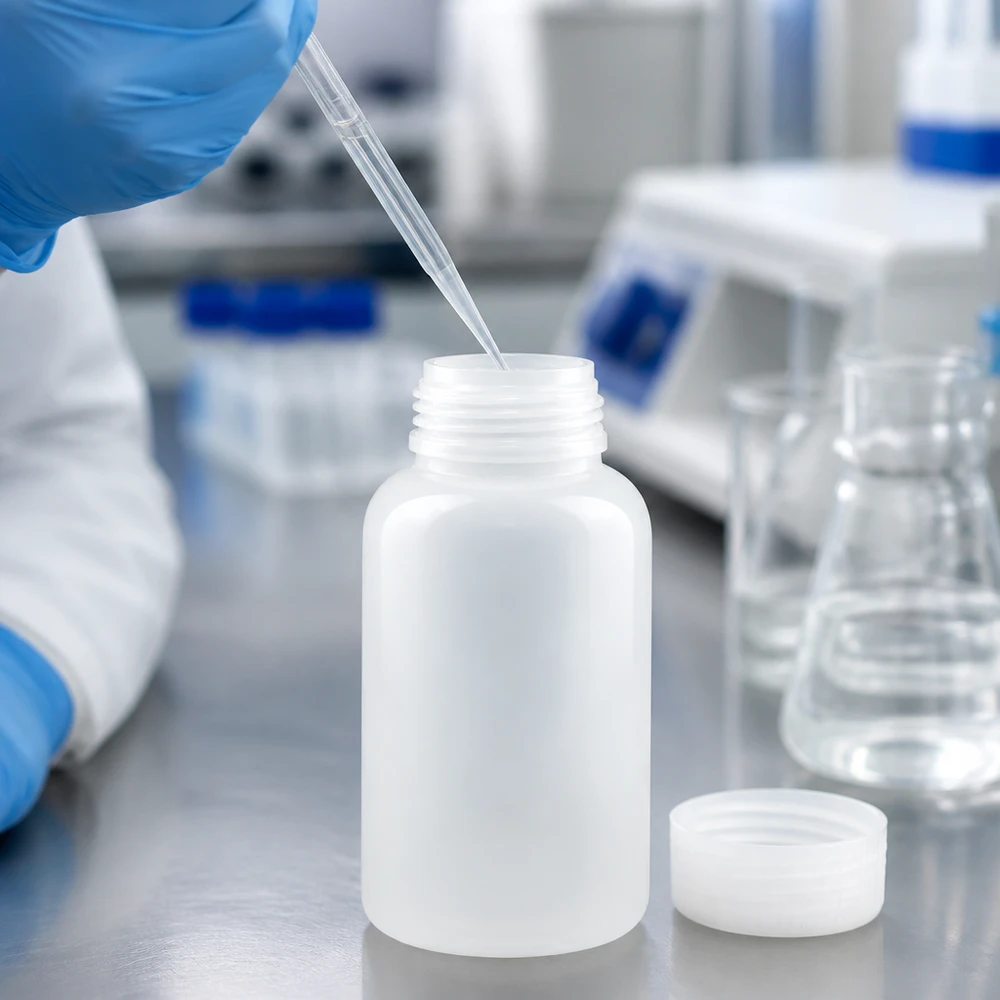 500ml Weithals-Laborflasche aus HDPE ohne Verschluss für professionellen Laboreinsatz bei Pacadura