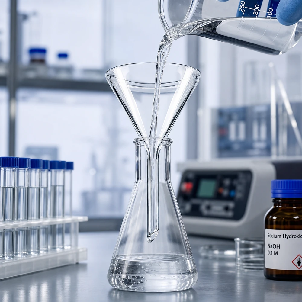 Trichter ø40mm Kalk-Soda, Winkel 60°, Kurzstil Labortrichter Kalk-Soda Glas 40mm Durchmesser 60° Winkel Kurzstiel für professionelle Anwendung im Labor