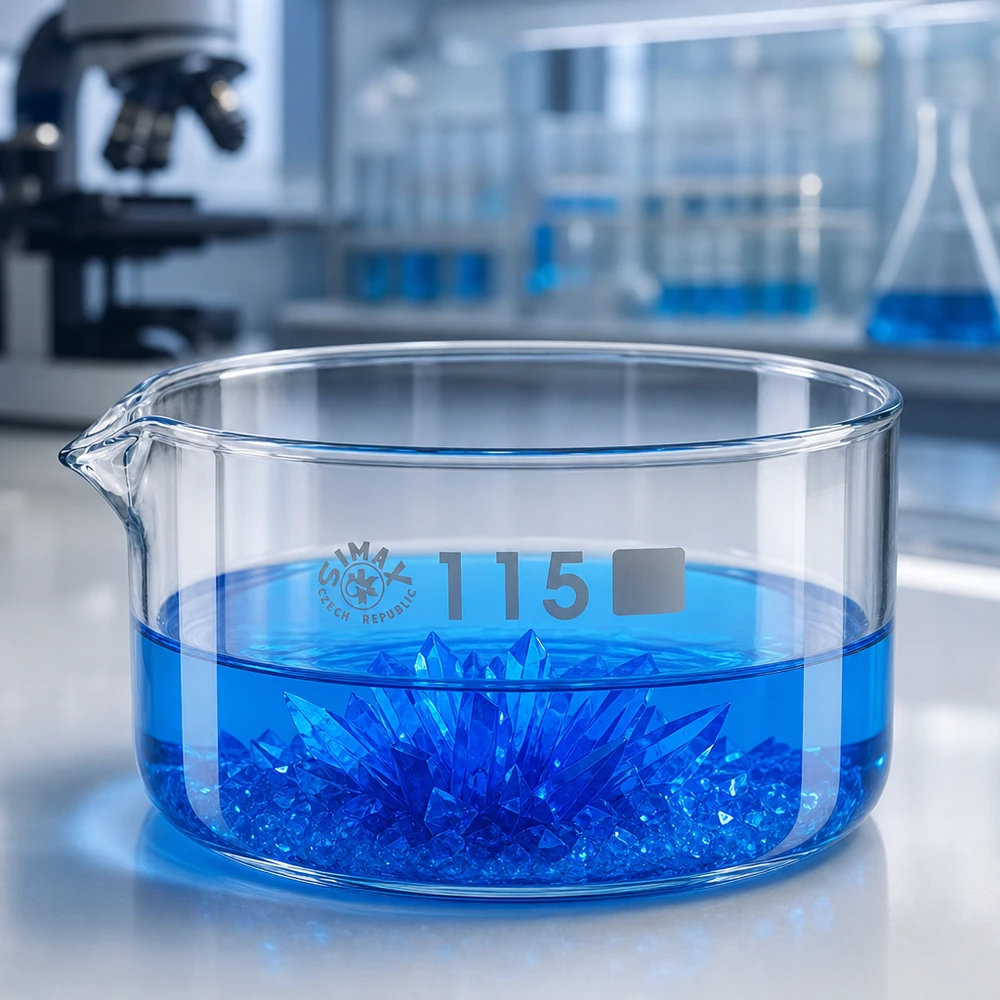 500ml Kristallisierschale mit Ausguss Borosilikat ø115mm Kristallisierschale 500ml aus Borosilikatglas ø115mm mit Ausguss für professionelle Laborkristallisation