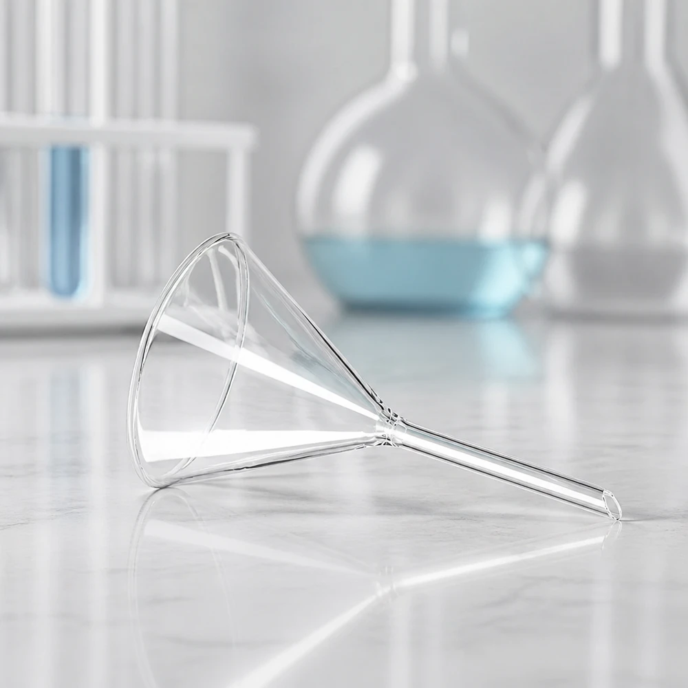Labortrichter Glas Kalk-Soda 100mm Durchmesser 60° Winkel Kurzstiel für professionellen Einsatz im Labor