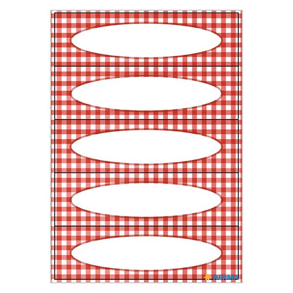 Küchenetiketten rot-kariert (20 Aufkleber)