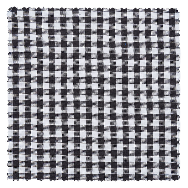 Stoff Schmuckdeckchen schwarz-kariert 12cm eckig Schwarz-weiß kariertes Stoffmuster Nahaufnahme, Vichy-Karo Textil für Schmuckdeckchen 12cm eckig Landhaus Deko