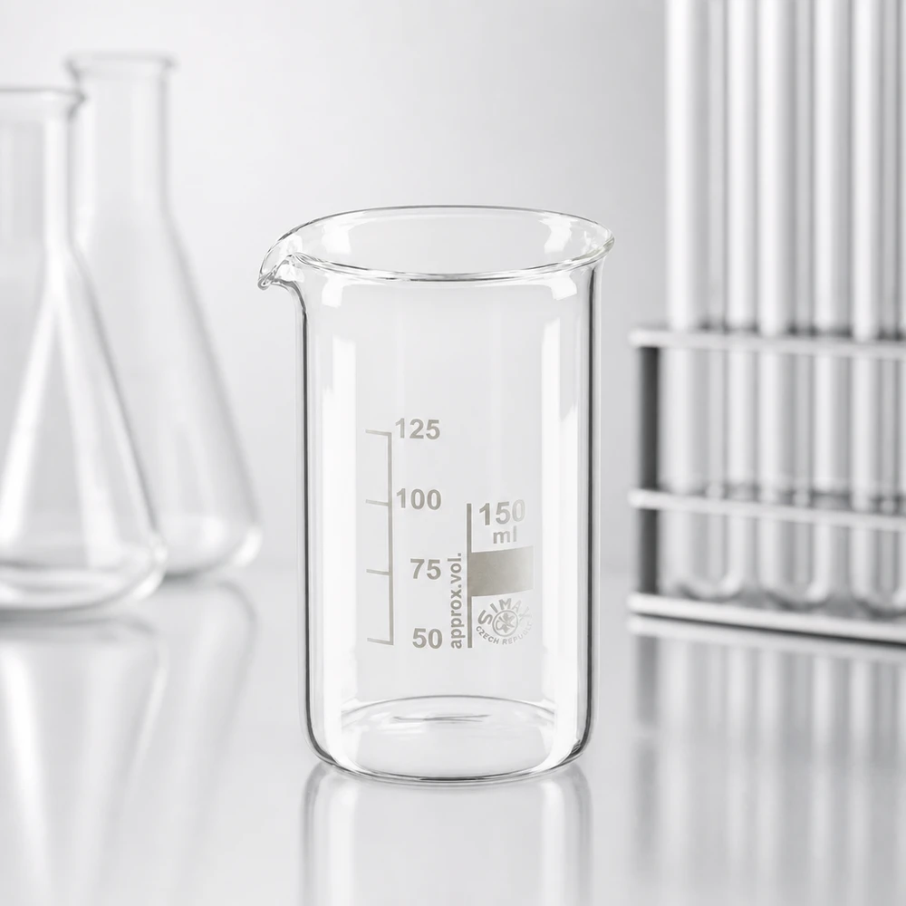 Becherglas 150ml Borosilikatglas, hohe Form Becherglas 150 ml hohe Form aus Borosilikatglas für professionellen Laboreinsatz bei Pacadura.de