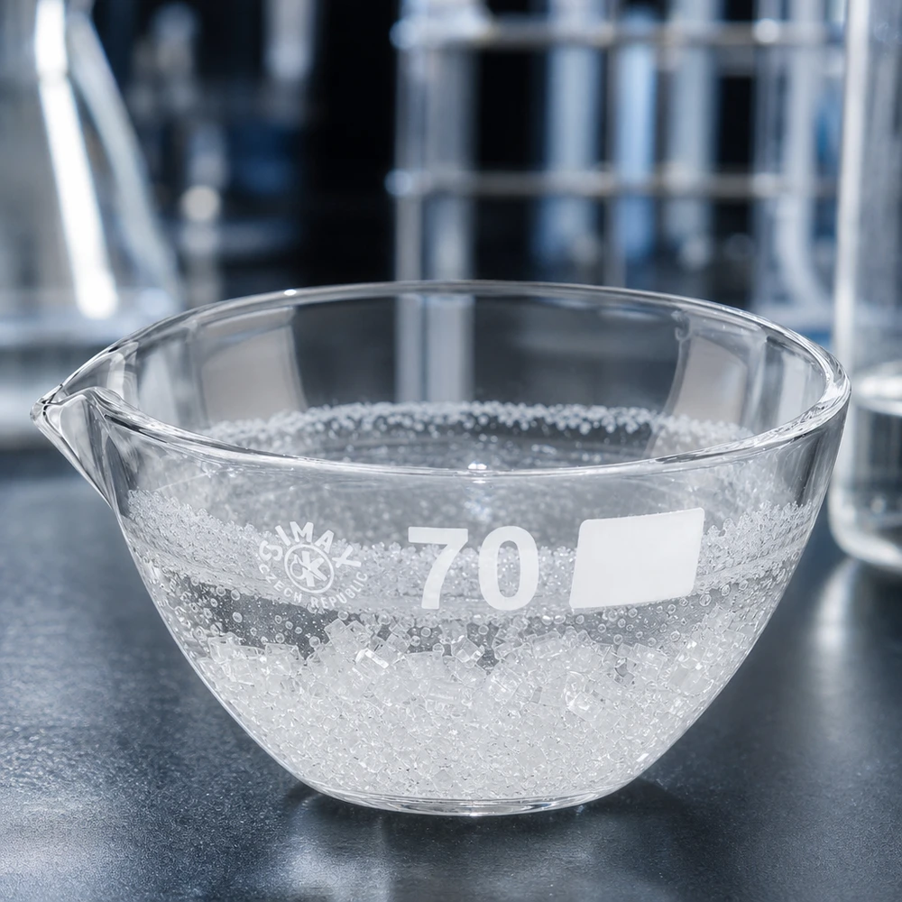 60ml Abdampfschale mit Ausguss Borosilikat ø70mm 60ml Abdampfschale Borosilikat mit Ausguss ø70mm für professionelle Laboranwendungen bei Pacadura.de