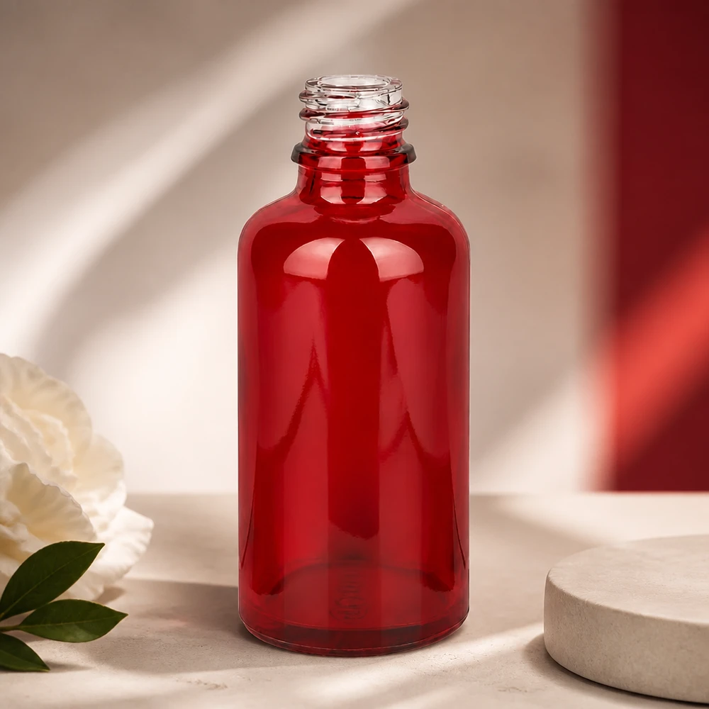 50ml Apothekenflasche RedLine UT18/50 UNiTWIST 50ml Apothekerflasche rot Glas UT18/50 UNiTWIST Gewinde für professionelle Pharmazie und Kosmetik Anwendungen