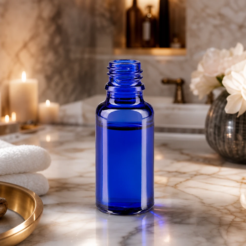 Tropfflasche 20ml DIN 18 BLAUGLAS 20ml blaue Apothekerflasche aus Glas für professionelle Anwendung in Pharmazie und Kosmetik bei Pacadura