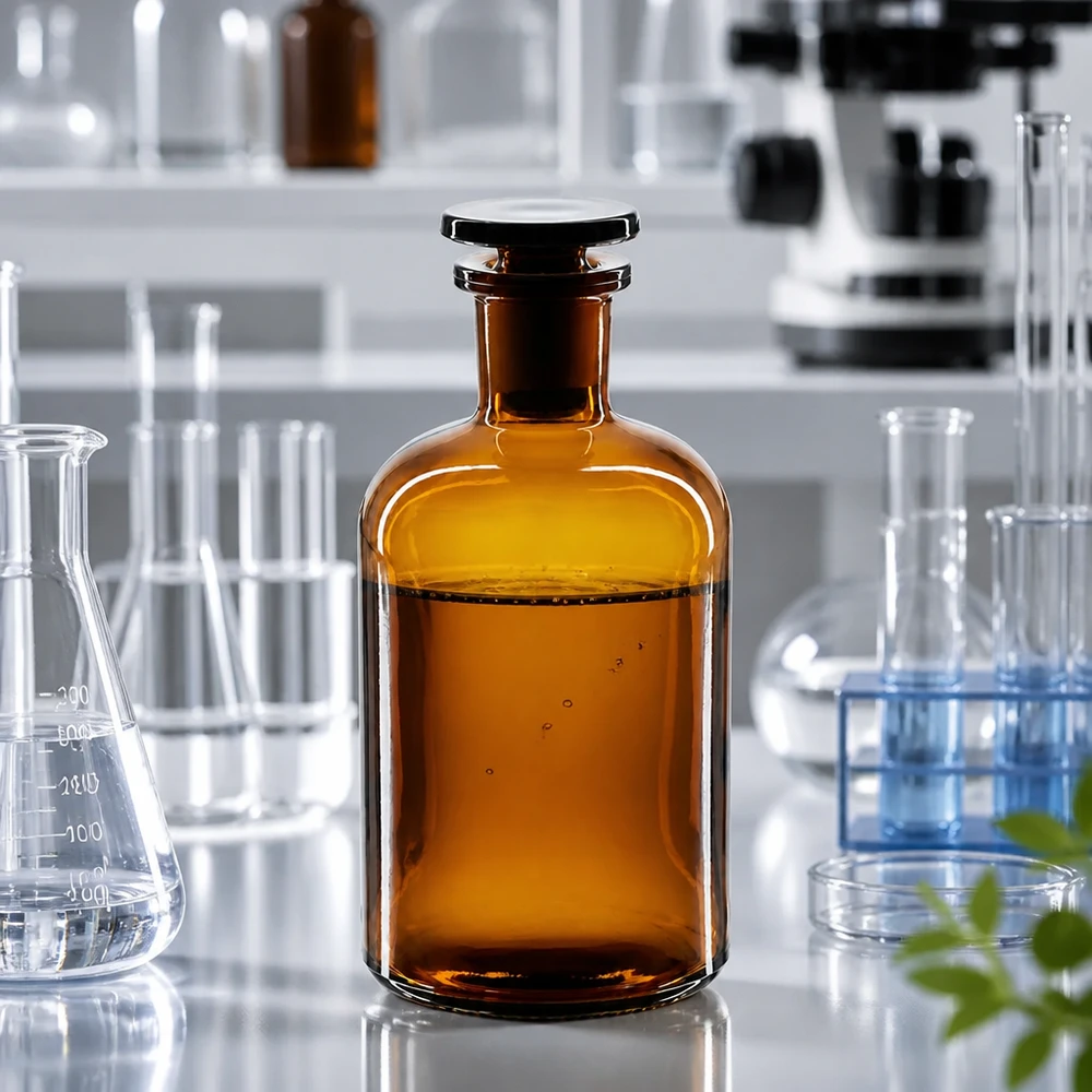 Rundschulterfl. 250ml braun Enghals Glasstopfen Braune Enghals-Rundschulterflasche 250ml aus Glas mit Glasstopfen für Labor und Gewerbe