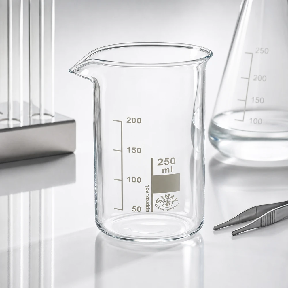Becherglas 250ml Borosilikatglas, hohe Form Becherglas 250 ml hohe Form aus Borosilikatglas für professionellen Laboreinsatz von Pacadura