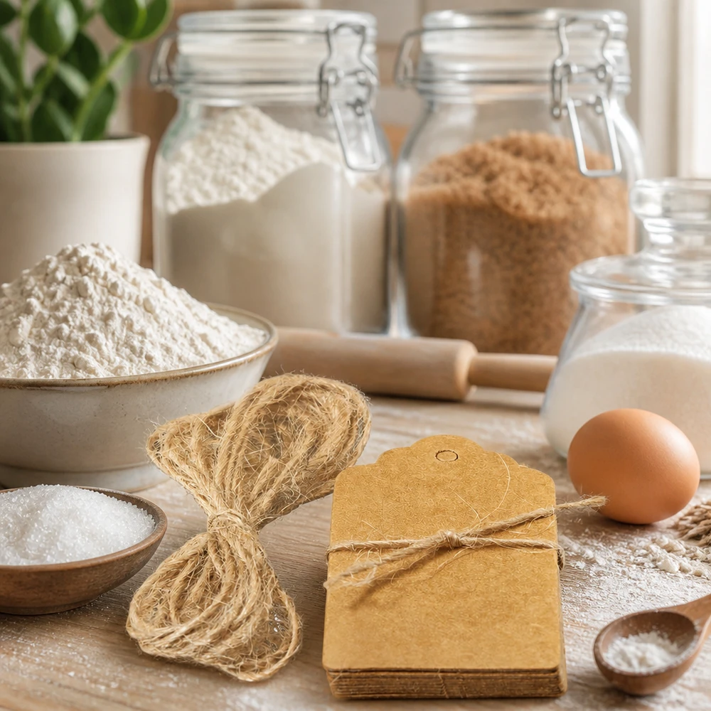 Anhänger 30x50mm mit Kordel (Pack(s) mit 10 Stück) Braune Kraftpapier-Anhänger 30x50mm mit Naturfaser-Kordel 10 Stück für professionelle Produktkennzeichnung Bäckerei