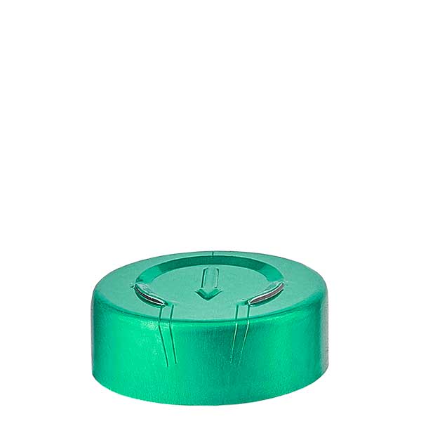 Bördelkappe 20.25 x 7.4 mm GANZ-Abriss grün Bördelkappe 20.25 x 7.4 mm GANZ-Abriss grün