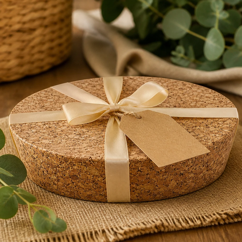 Korken für Öffnung 75mm WECK RR80 (ø72/82, H=20mm) WECK RR80 Korken Naturkork als Geschenk verpackt mit goldener Schleife Anhänger nachhaltige Verpackung Präsent