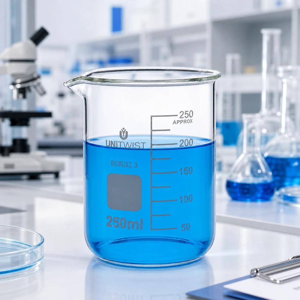 Becherglas 250ml Borosilikat, niedrige Form UNiTWIST Becherglas 250ml Borosilikat 3.3 niedrige Form UNiTWIST für Labor und Gewerbe