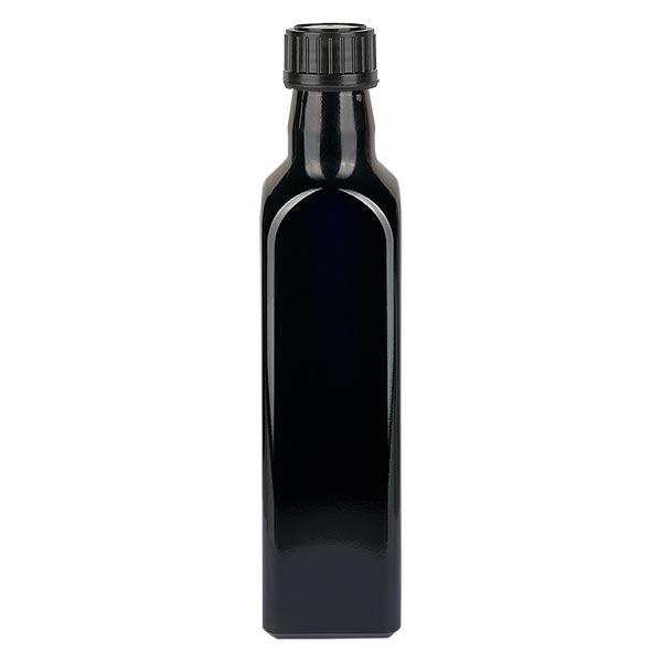 Ölflasche Violettglas 250ml eckig, UNI 31.5x24 Ölflasche Violettglas 250ml eckig, UNI 31.5x24