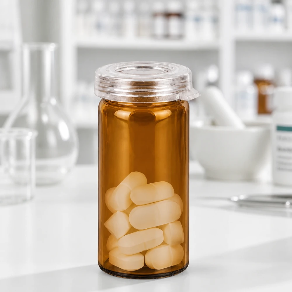 Klares Rollrandglas 5ml mit Schnappdeckel für Tabletten pharmazeutischer Fachbedarf Pacadura
