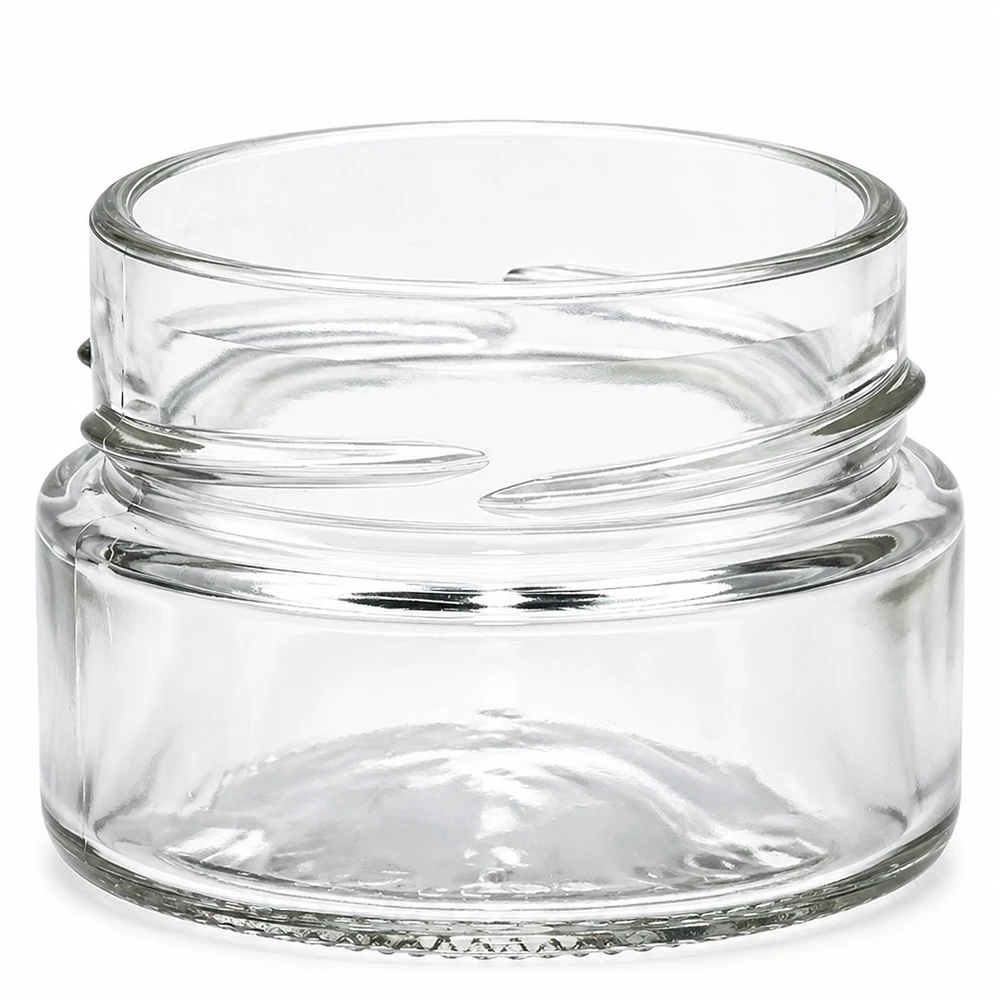 80ml Rundglas ohne Deckel (TO58deep) UNiTWIST UNiTWIST Runda80 Rundglas 80ml TO58deep transparent leeres Schraubglas ohne Deckel auf weißem Hintergrund