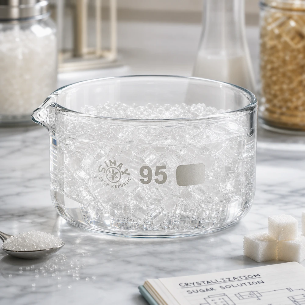300ml Kristallisierschale mit Ausguss Borosilikat ø95mm Kristallisierschale 300ml Borosilikatglas Ø95mm mit Ausguss für Labor und Lebensmittelverarbeitung