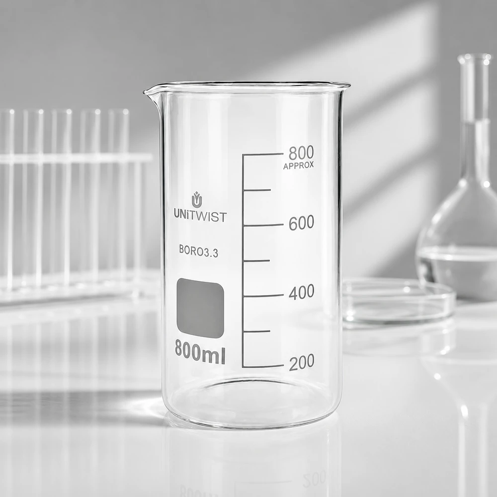 Becherglas 800ml Borosilikat, hohe Form UNiTWIST Becherglas 800ml Borosilikat 3.3 hohe Form UNITWIST für Labor und Gewerbe professionell und hitzebeständig