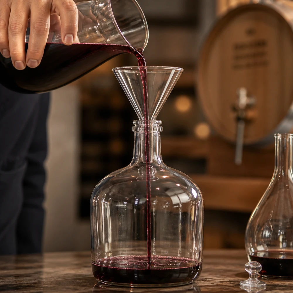 Trichter ø60mm Kalk-Soda, Winkel 60°, Kurzstil Glastrichter 60mm Durchmesser aus Kalk-Soda-Glas mit 60° Winkel beim professionellen Dekantieren von Flüssigkeiten