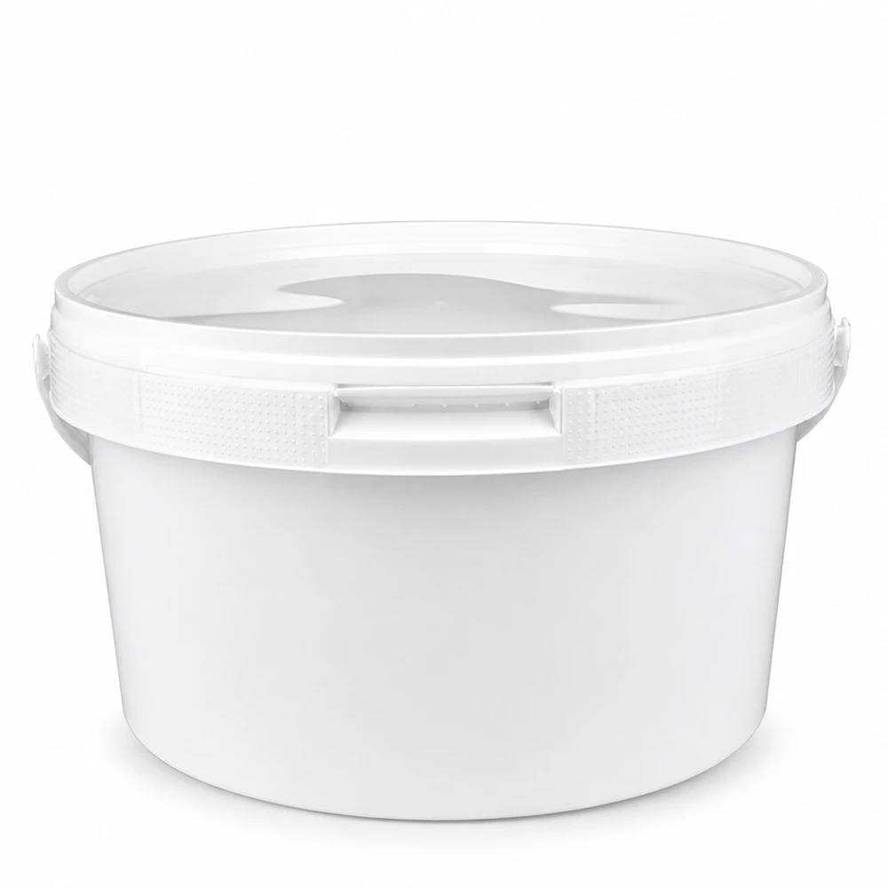 Eimer 3.5L aus weißem Kunststoff Polypropylen mit Deckel Weißer Kunststoffeimer 3,5L aus PP mit Deckel für gewerblichen Einsatz – Pacadura.de