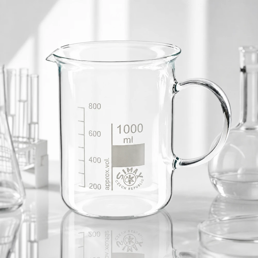 Becherglas 1000ml Borosilikatglas, mit Henkel Becherglas 1000 ml Borosilikatglas mit Henkel von SIMAX für Labor und Gewerbe