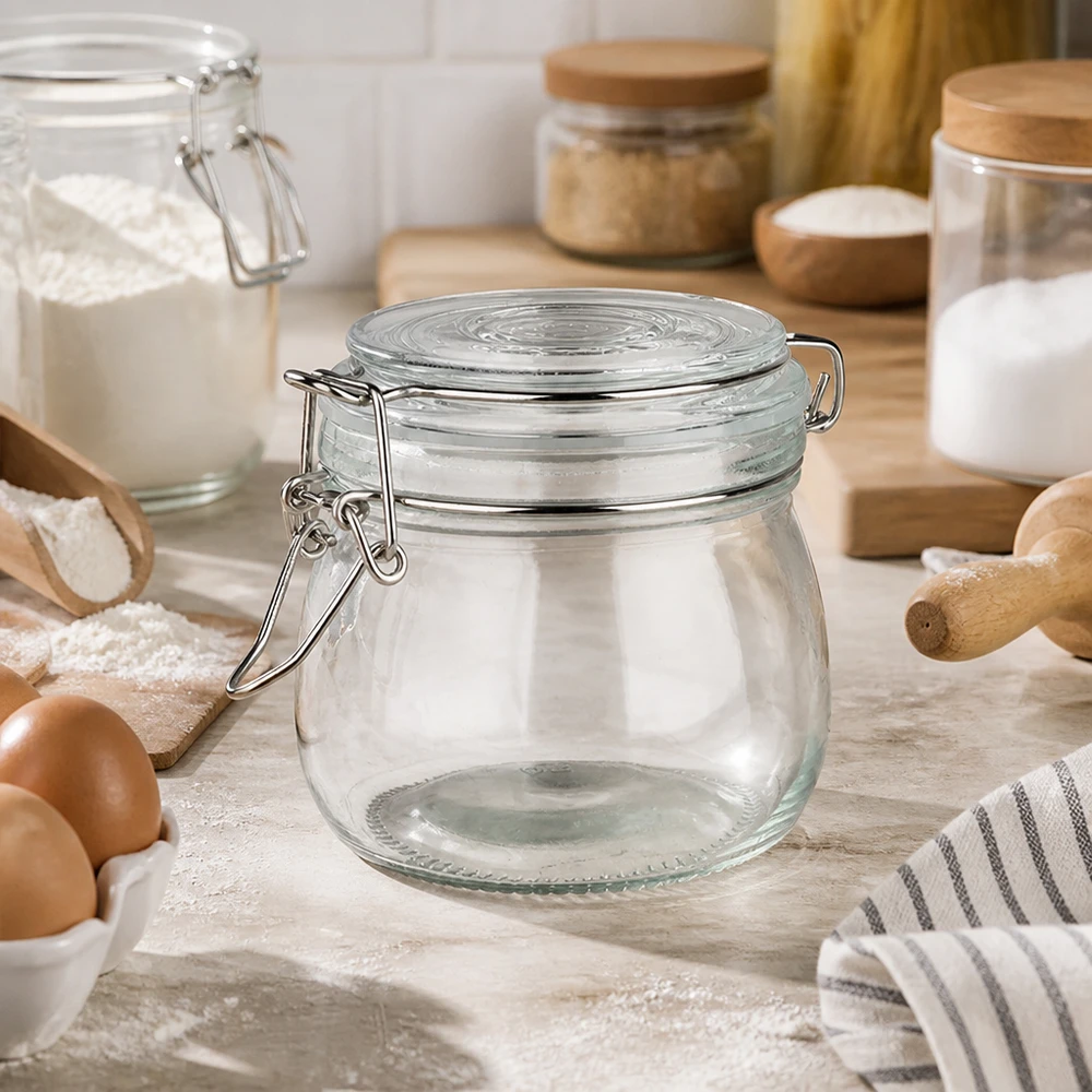 500ml Vorratsglas mit Silikonring und Bügelverschluss UNiTWIST 500ml Vorratsglas mit Bügelverschluss für gewerbliche Küche und professionelle Lebensmittellagerung bei Pacadura