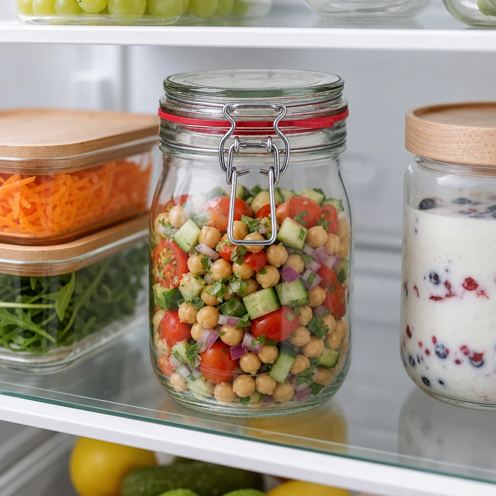 1140ml Vorratsglas Typ G mit Bügelverschluss UN.. 1140ml Vorratsglas mit Bügelverschluss für professionelle Lebensmittel-Lagerung im Kühlschrank - Pacadura Gastronomiebed