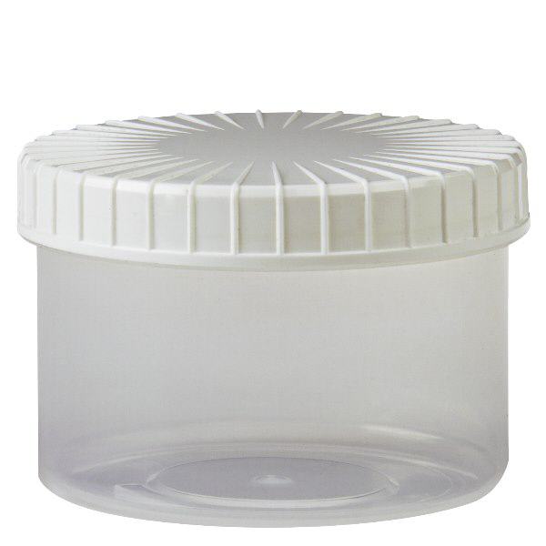 Transparente Schraubdose 250 ml mit gerilltem Vers Transparente Schraubdose 250 ml mit gerilltem Vers