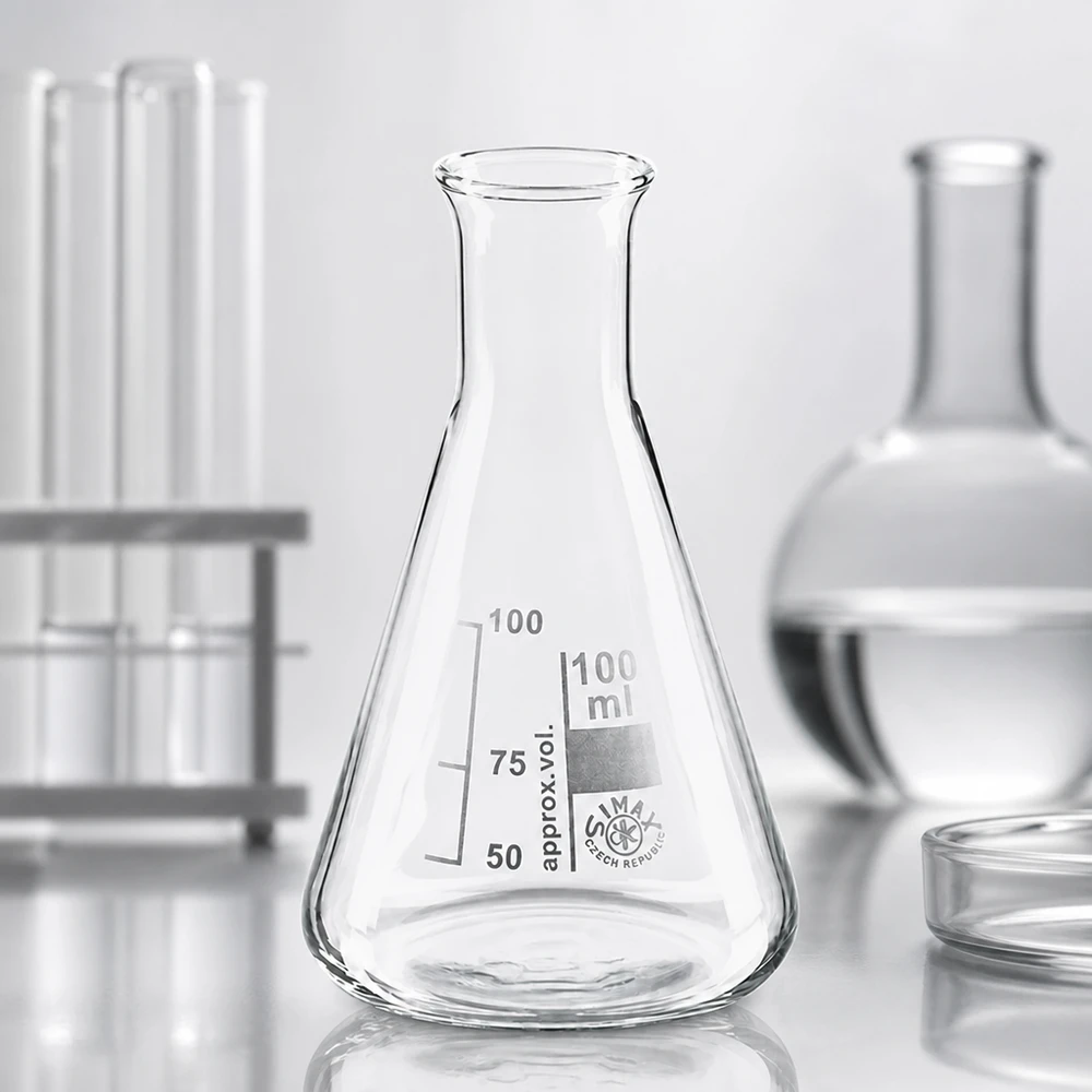 Erlenmeyerkolben 100ml Enghals Erlenmeyerkolben 100ml Enghals aus Borosilikatglas für professionelle Laboranwendungen bei Pacadura.de