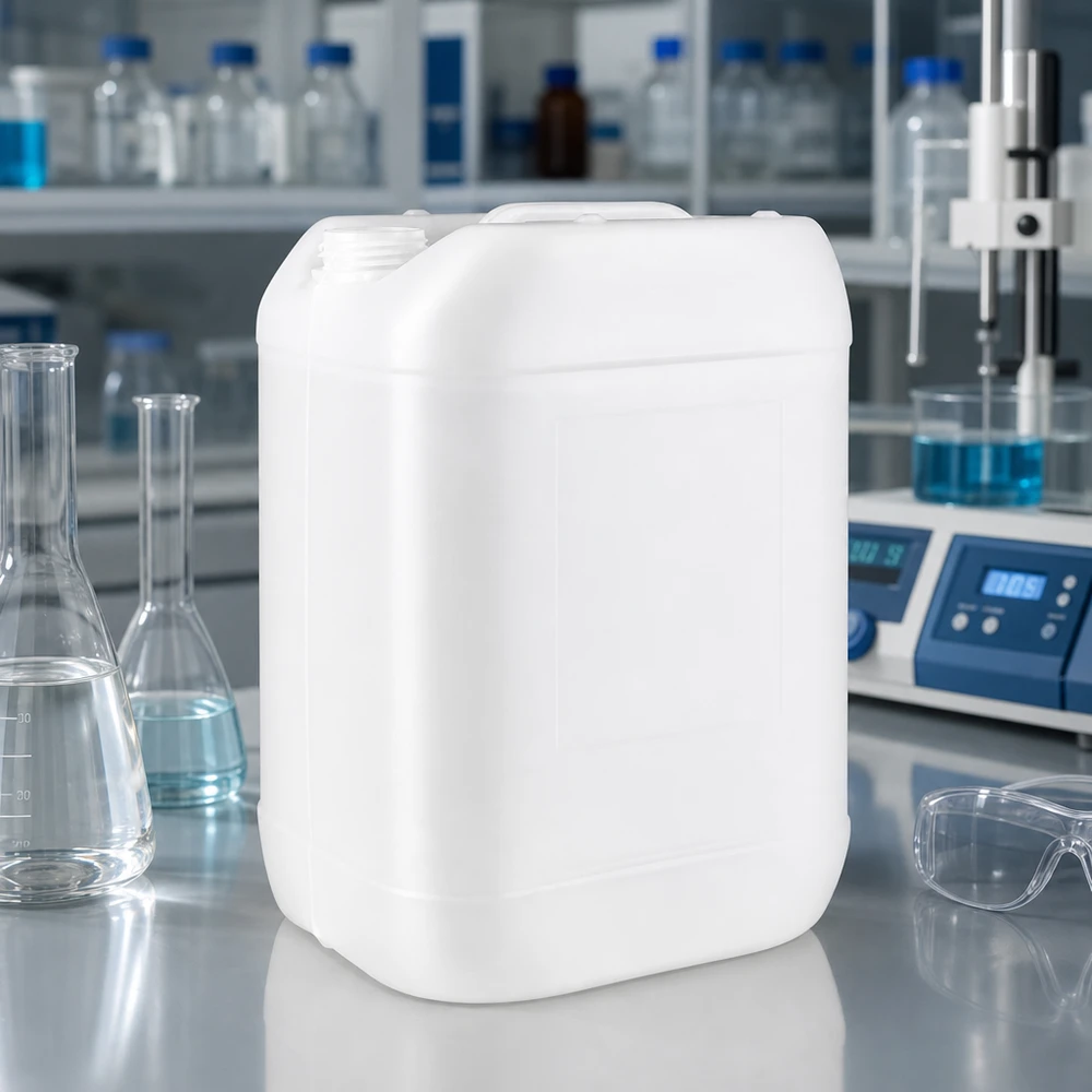 Weißer HDPE-Kanister 25 Liter ohne Verschluss für professionellen Laboreinsatz bei Pacadura