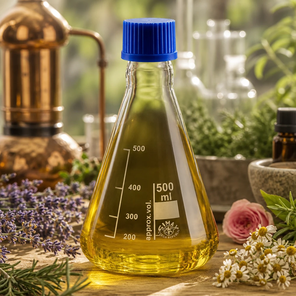 Erlenmeyerkolben 500ml mit Schraubkappe Erlenmeyerkolben 500ml Glas mit blauer Schraubkappe für professionelle Laboranwendungen und gewerblichen Einsatz