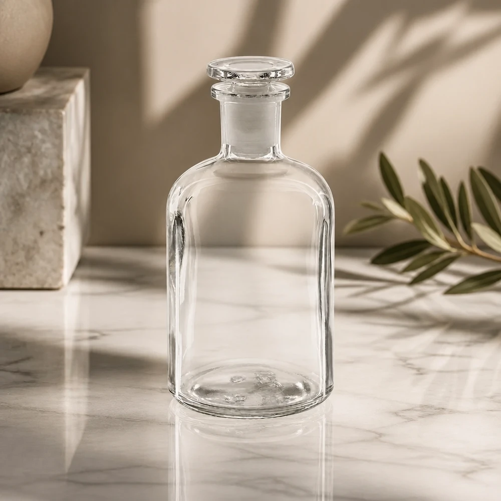 Rundschulterflasche 250ml klar Enghals Glasstopfen Rundschulterflasche 250ml klar Enghals mit Glasstopfen für gewerbliche Laboranwendungen