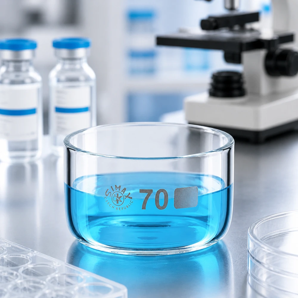 Kristallisierschale 100ml aus Borosilikatglas ø70mm ohne Ausguss für Labor und Industrie
