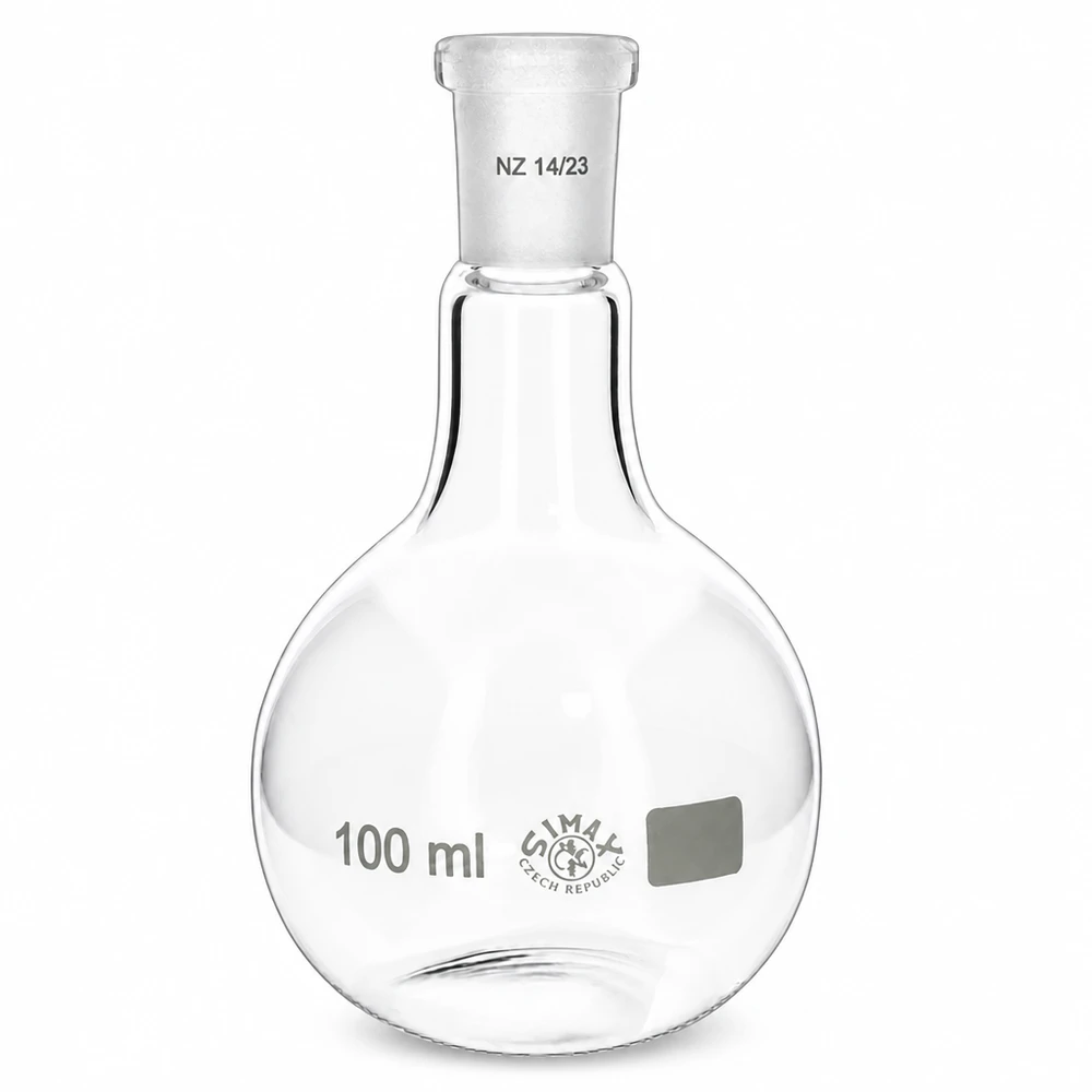 Stehkolben 100ml mit Normschliff (14/23) Stehkolben 100ml Borosilikatglas mit Normschliff NS 14/23 für professionelle Laboranwendungen bei Pacadura