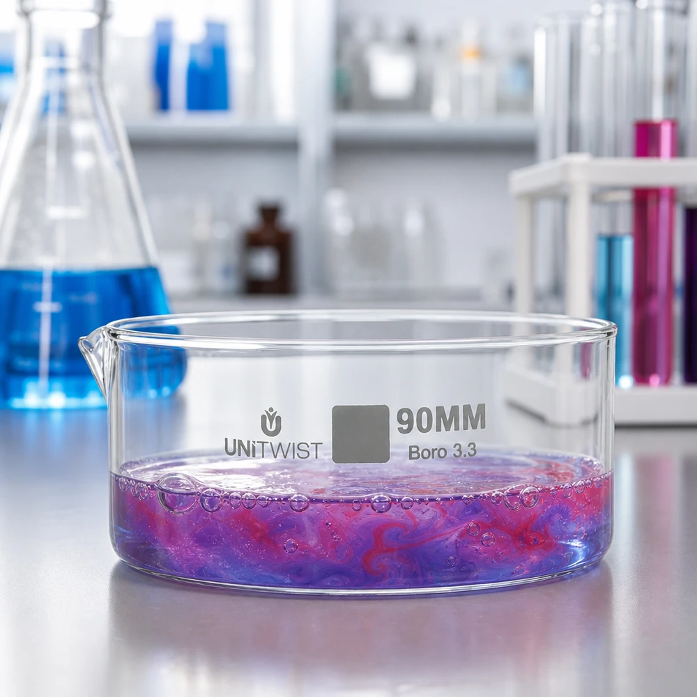 Kristallisierschale ø90mm Borosilikatglas UNiTWIST Kristallisierschale 90mm Borosilikatglas Boro 3.3 UNiTWIST Labor Chemie professionell hitzebeständig