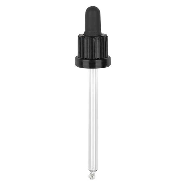 Glas-Tropfpipette, schwarz/schwarz PL115 Originalitätsverschluss III Glas-Tropfpipette, schwarz/schwarz PL115 Originalitätsverschluss III
