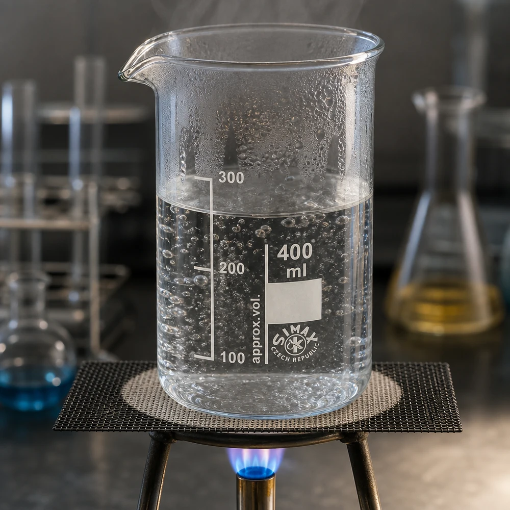 Becherglas 400ml Borosilikatglas, hohe Form Becherglas 400ml hohe Form aus Borosilikatglas auf Bunsenbrenner erhitzt Laborausstattung Pacadura