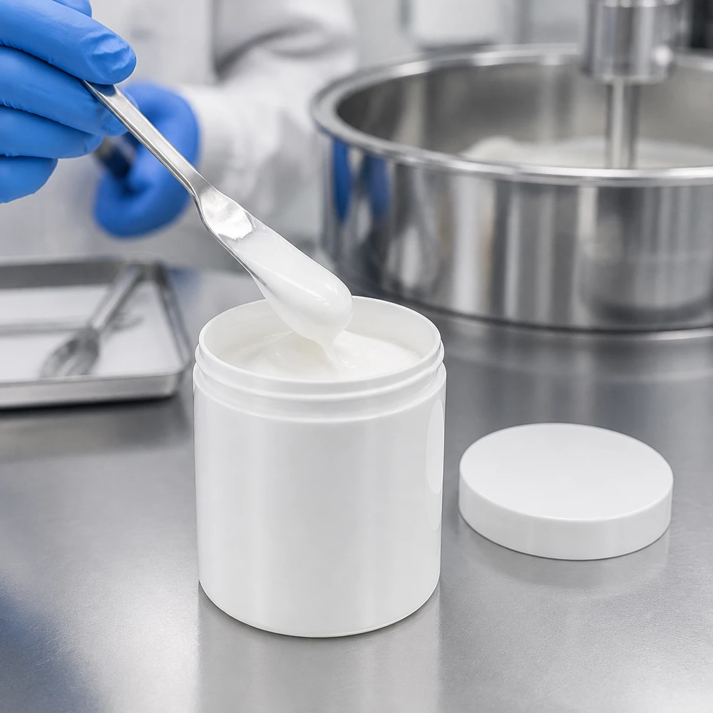 Salbenkruke 30g weiß mit weißem Schraubdeckel (Polypropylen) Salbenkruke 30g weiß PP mit Schraubdeckel für pharmazeutische und kosmetische Abfüllung