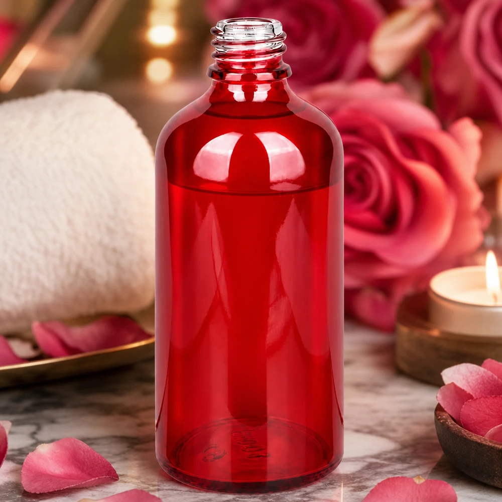 100ml Apothekenflasche RedLine UT18/100 UNiTWIST 100ml Apothekenflasche RedLine UT18/100 UNiTWIST rotes Glas professionelle Pharmaverpackung für Gewerbetreibende