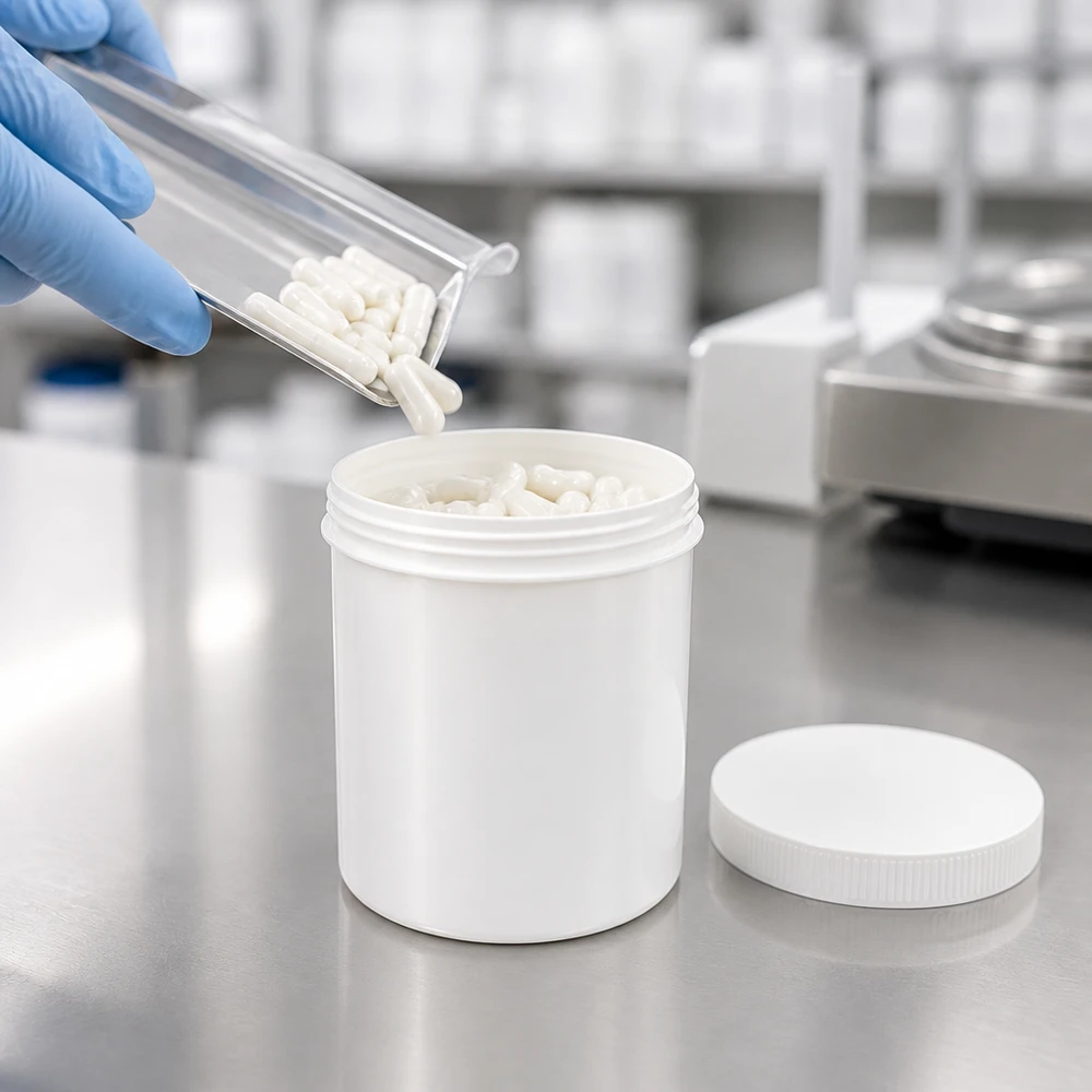 Salbenkruke 250g weiß PP-Kunststoff mit weißem Schraubdeckel für pharmazeutischen Einsatz